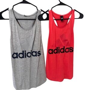 Adidas Women's Gray and Red Logo Tank Tops Bundle
